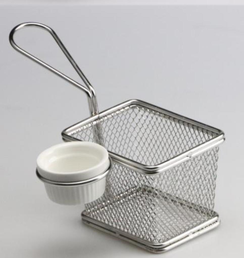 French fries basket with ceramic Sauce holder